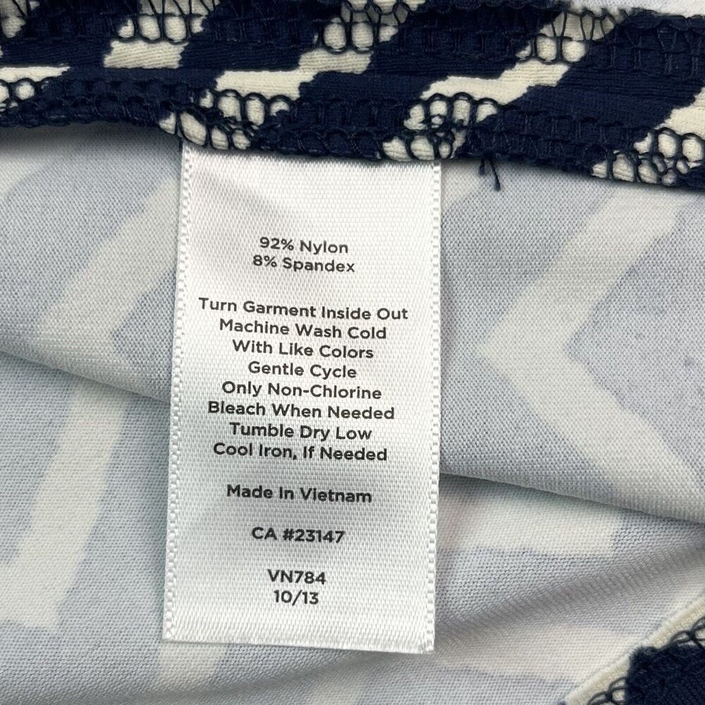 Talbots Chevron Print Belted Slinky Dress XLP Navy Jersey Office Nautical Coast - Picture 13 of 13